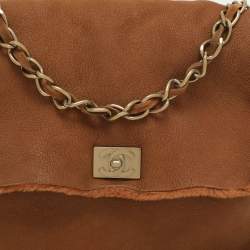 Pre Owned Chanel Brown Nubuck and Shearling Fur Vintage CC Flap Bag