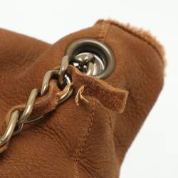 Pre Owned Chanel Brown Nubuck and Shearling Fur Vintage CC Flap Bag