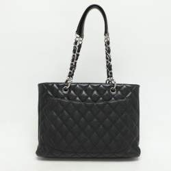 Chanel Black Quilted Caviar Leather CC GST Tote