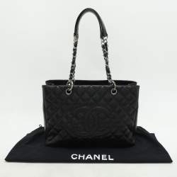 Chanel Black Quilted Caviar Leather CC GST Tote