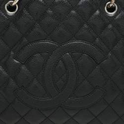 Chanel Black Quilted Caviar Leather CC GST Tote