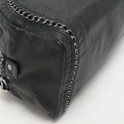 Chanel Black Leather Medium Chain Trim Luxe Ligne Bowler Bag
