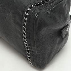 Chanel Black Leather Medium Chain Trim Luxe Ligne Bowler Bag