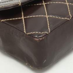 Chanel Brown Quilted Leather Wild Stitch Surpique Flap Bag