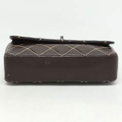 Chanel Brown Quilted Leather Wild Stitch Surpique Flap Bag