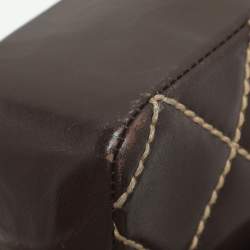 Chanel Brown Quilted Leather Wild Stitch Surpique Flap Bag