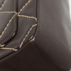 Chanel Brown Quilted Leather Wild Stitch Surpique Flap Bag