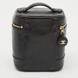 Pre Owned Chanel Black Caviar Leather CC Vanity Case