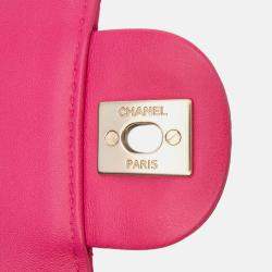 Pre Owned Chanel Pink Medium Quilted Lambskin Mademoiselle Chic Flap