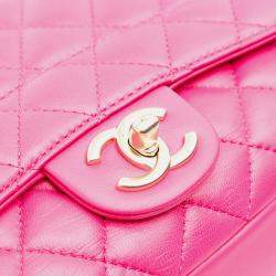 Pre Owned Chanel Pink Medium Quilted Lambskin Mademoiselle Chic Flap