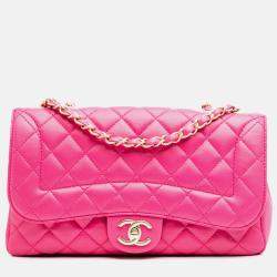 Pre Owned Chanel Pink Medium Quilted Lambskin Mademoiselle Chic Flap
