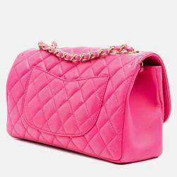 Pre Owned Chanel Pink Medium Quilted Lambskin Mademoiselle Chic Flap