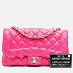 Pre Owned Chanel Pink Medium Quilted Lambskin Mademoiselle Chic Flap