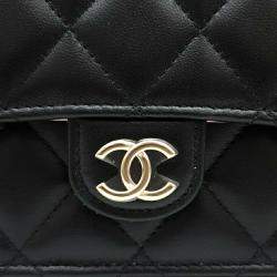 Chanel Black Leather Lambskin Top Handle Mini Chain Crossbody Bag