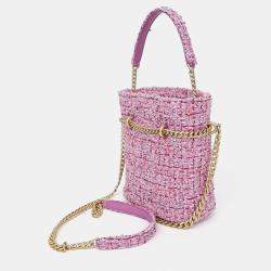 Chanel Pink Tweed Tweed Drawstring Bucket Bag