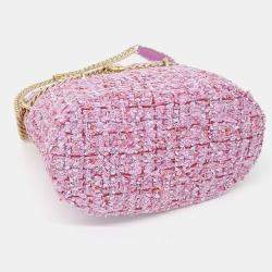 Chanel Pink Tweed Tweed Drawstring Bucket Bag