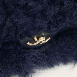 Chanel Navy Blue Fur shearling chain shoulder bag