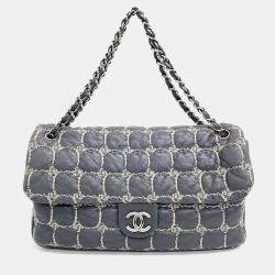 Chanel Grey Leather Stitch Shoulder Bag