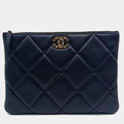 Pre Owned Chanel Black Leather 19 Clutch New Medium bag