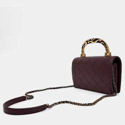 Chanel Burgundy Leather top handle crossbody bag