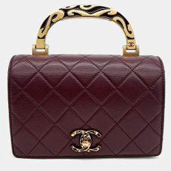 Chanel Burgundy Leather top handle crossbody bag