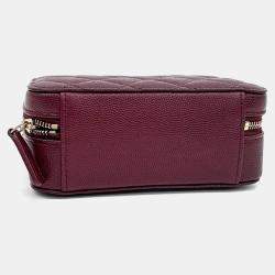 Pre Owned Chanel Burgundy Leather Caviar Camera Crossbody Bag