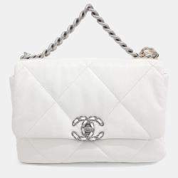 Chanel White Leather 19 Flap Small Bag