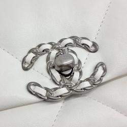 Chanel White Leather 19 Flap Small Bag