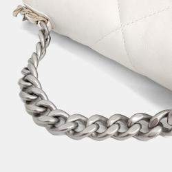 Chanel White Leather 19 Flap Small Bag
