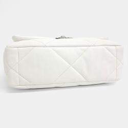 Chanel White Leather 19 Flap Small Bag