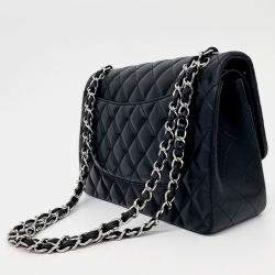 Chanel Black Leather Lambskin Classic Jumbo bag