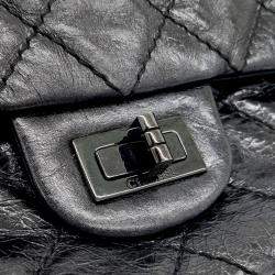Chanel Black Leather Metallic Vintage 2.55 Bag 28