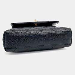 Chanel Black Leather Caviar Coco Handle 16 bag