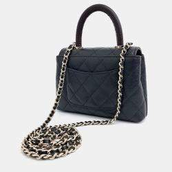 Chanel Black Leather Caviar Coco Handle 16 bag