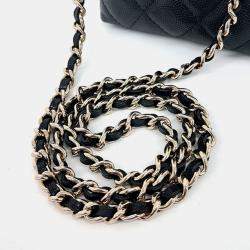 Pre Owned Chanel Black Leather Caviar Phone Holder Crossbody Bag