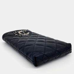 Pre Owned Chanel Black Leather Caviar Phone Holder Crossbody Bag