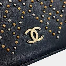Pre Owned Chanel Black Leather WOC Studded Mini Crossbody Bag
