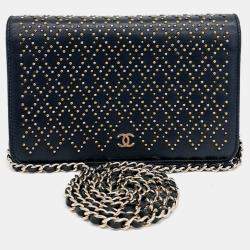 Chanel Black Leather WOC Studded Mini Crossbody Bag