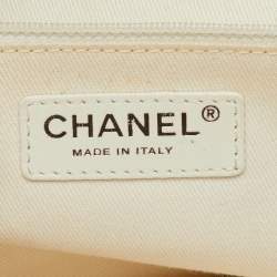 Chanel Navy Blue/White Stripe Print Canvas Striped CC Shopper Tote