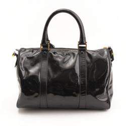 Pre Owned Chanel Black Patent Leather Vintage CC Boston Bag