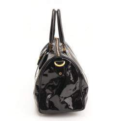 Pre Owned Chanel Black Patent Leather Vintage CC Boston Bag