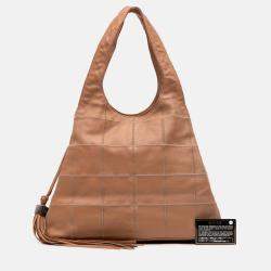 Chanel Brown Calfskin Square Stitch Tassel Hobo
