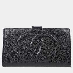 Chanel Long CC Black Leather Wallet