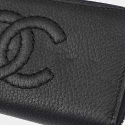 Chanel CC Black Calfskin Leather Wallet