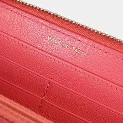 Chanel Long Orange/Pink Calfskin Leather Wallet