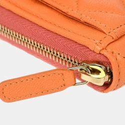Chanel Long Orange/Pink Calfskin Leather Wallet