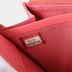 Chanel Long Orange/Pink Calfskin Leather Wallet