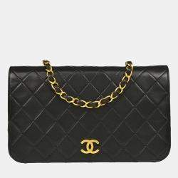 Chanel Full Flap Small Black Lambskin Shoulder Bag