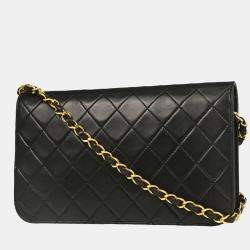 Chanel Full Flap Small Black Lambskin Shoulder Bag