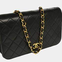 Chanel Full Flap Small Black Lambskin Shoulder Bag